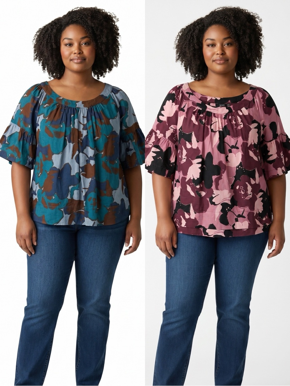 a.n.a A New Approach Bundle (2) Floral Bell Sleeve Tops Women’s XL Boho Blouse